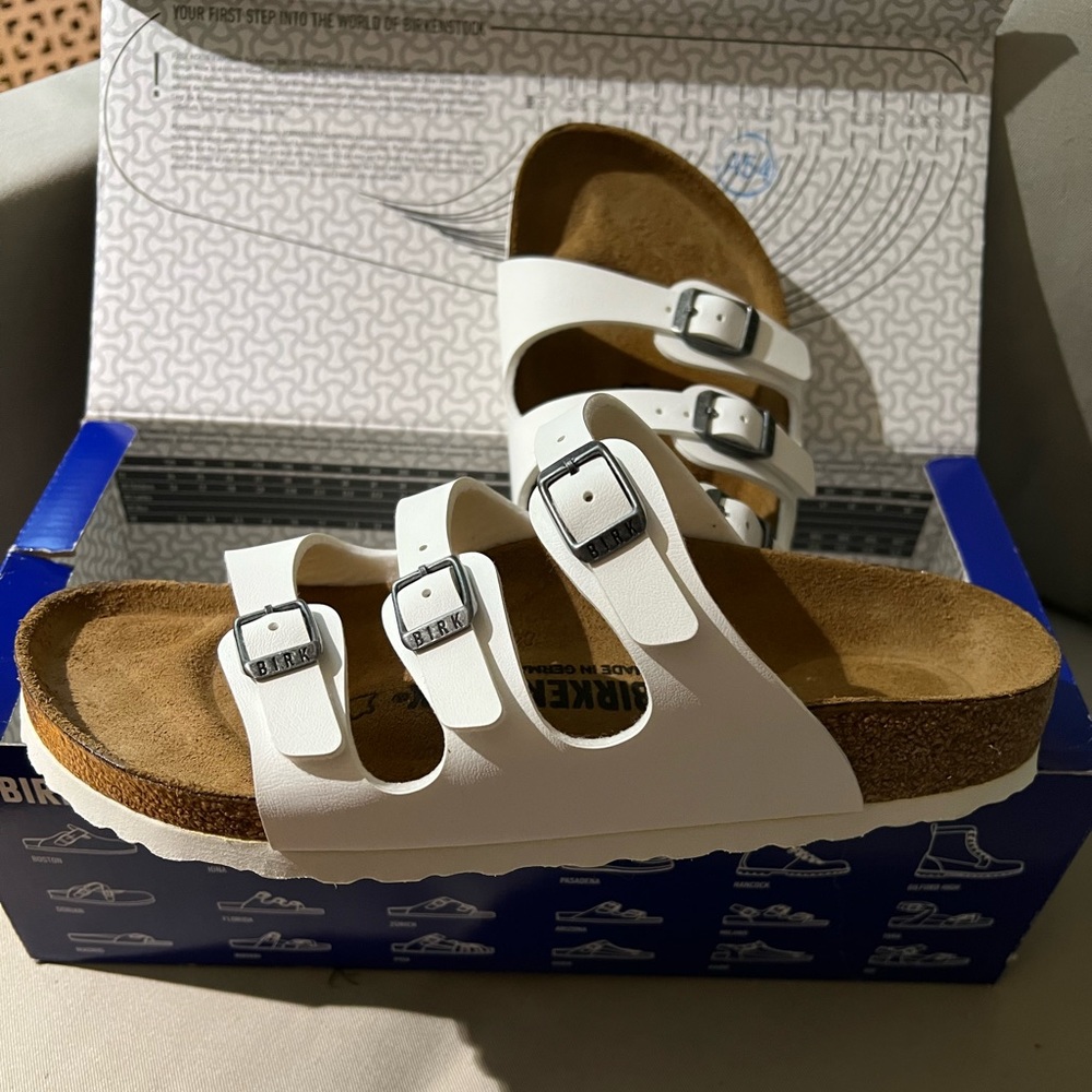 New! Birkenstock Florida White 3 Strap Sandal Shoe